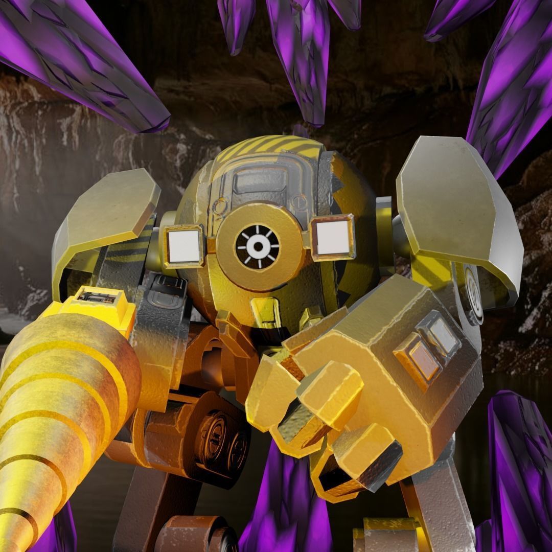 Cyclops Mining Bot Low-poly 3D model_1