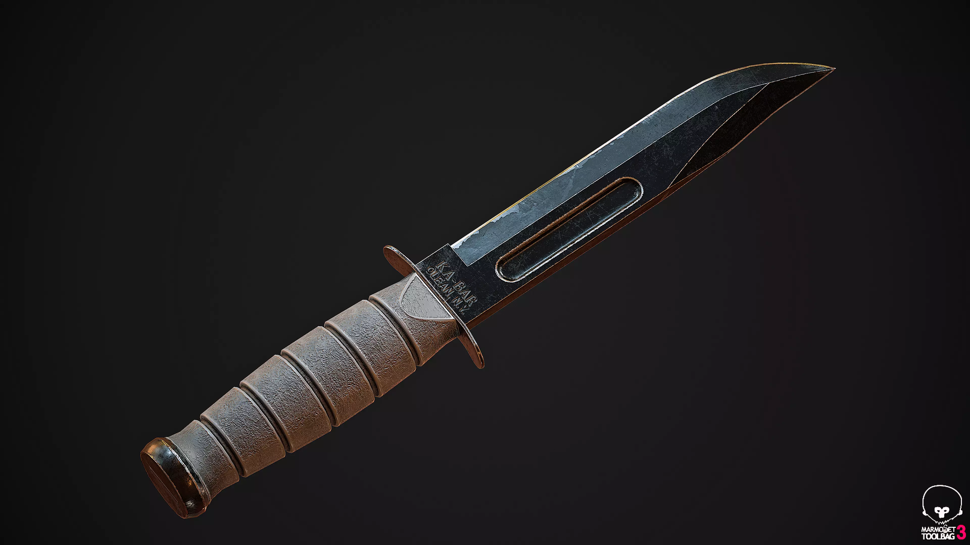 Combat Kabar Knife Low Poly  Low-poly 3D model_0