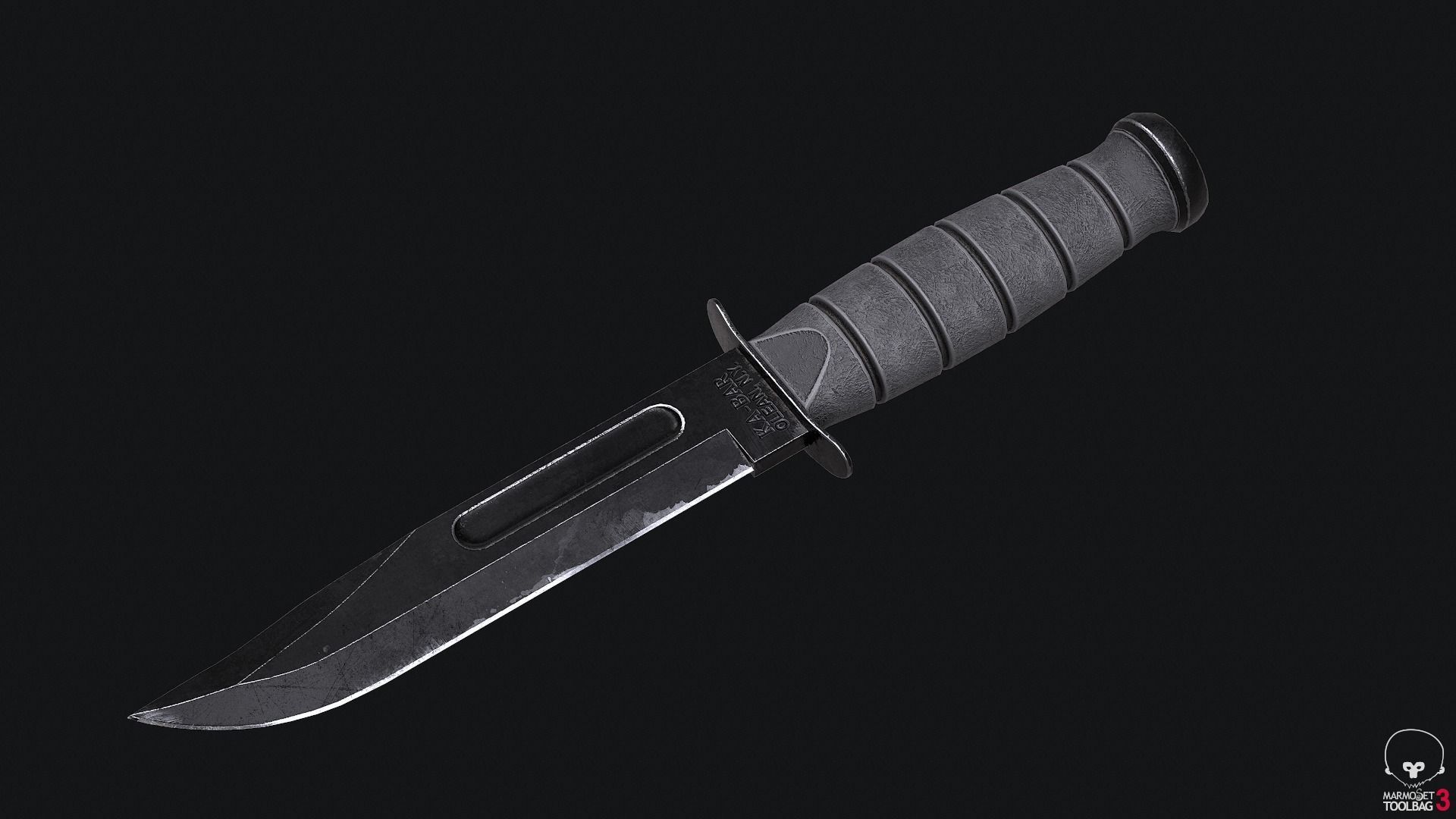 Combat Kabar Knife Low Poly  Low-poly 3D model_2