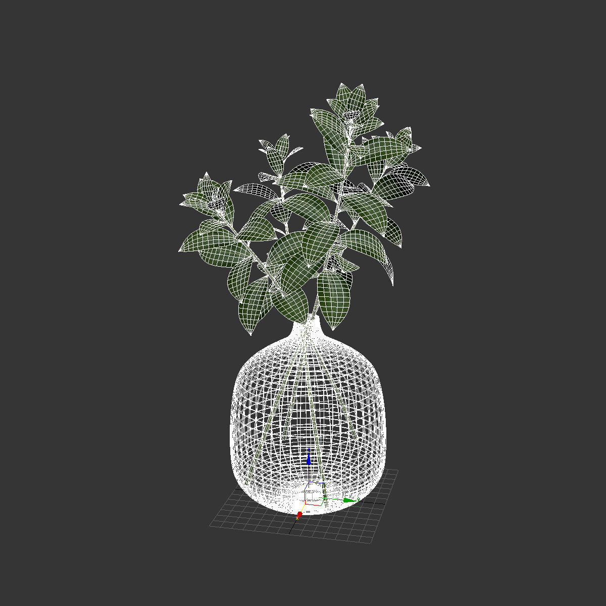 Herb stem in a vase with water 3D model_5