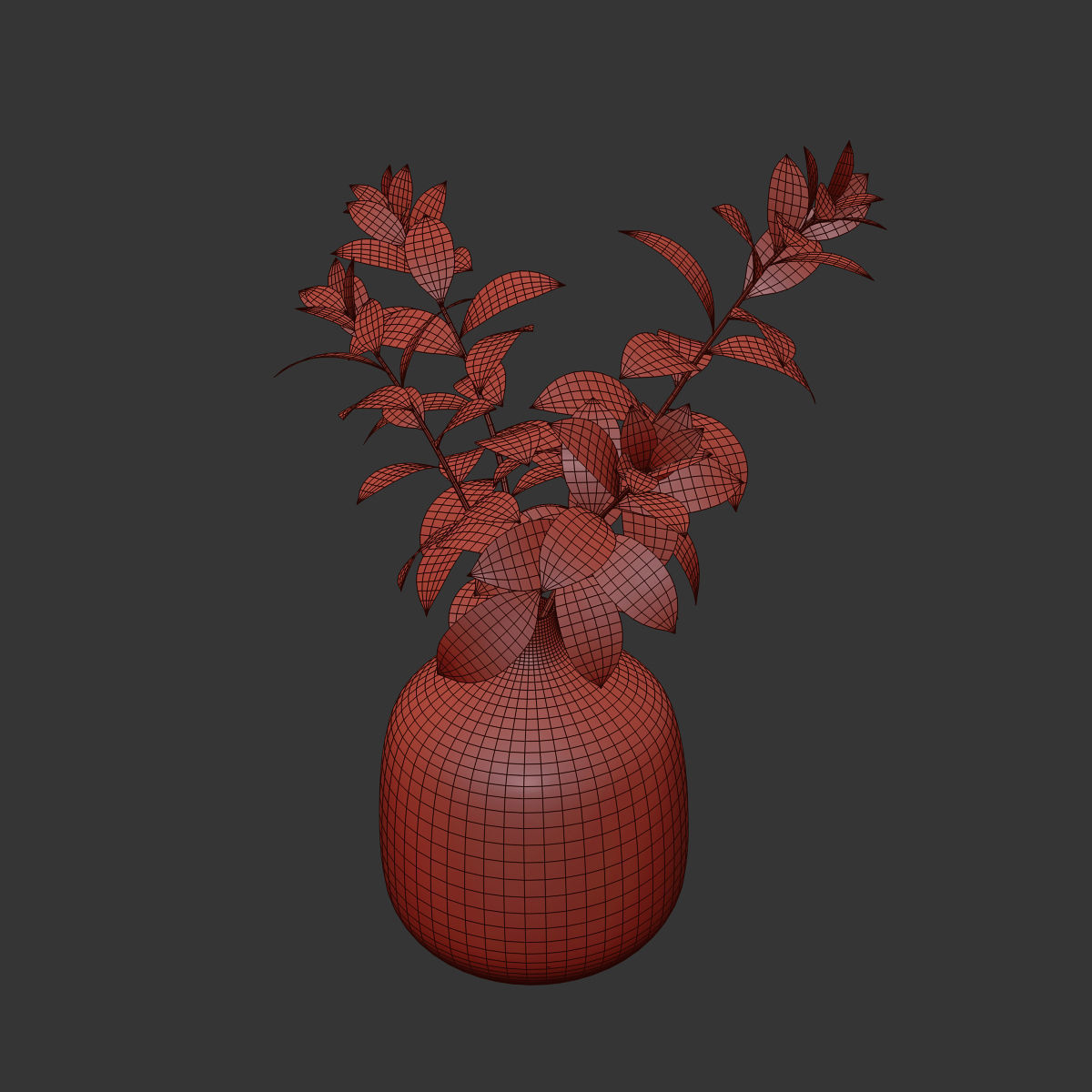 Herb stem in a vase with water 3D model_3