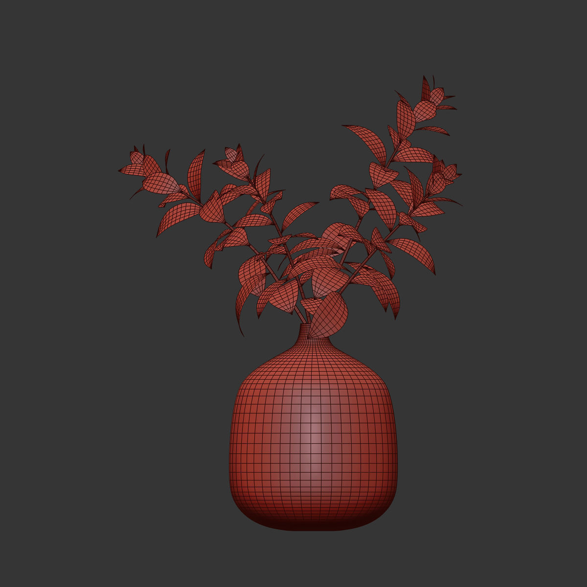 Herb stem in a vase with water 3D model_4