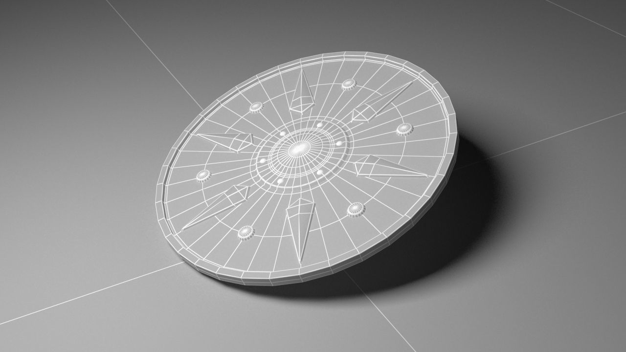 old wood Shield  Low-poly 3D model_1