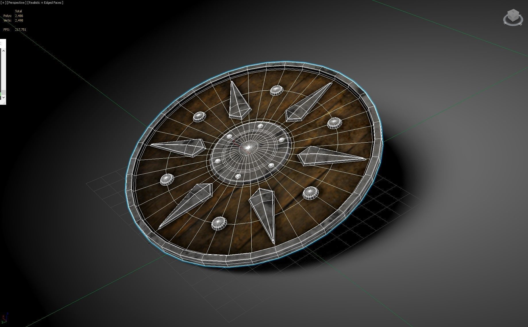 old wood Shield  Low-poly 3D model_3