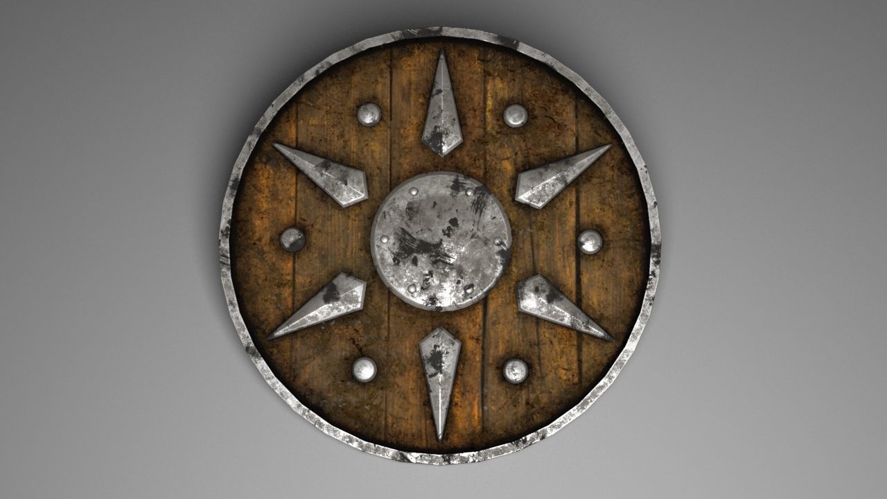 old wood Shield  Low-poly 3D model_2