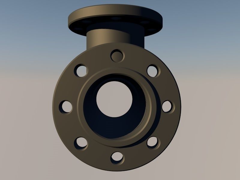 Pipe fitting tee with flange Low-poly 3D model_2