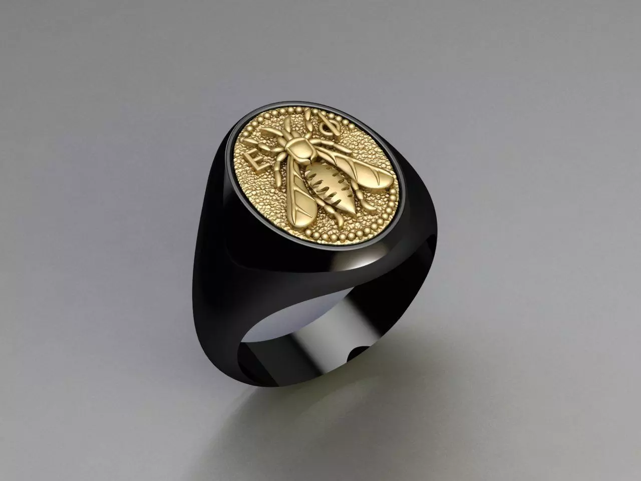 Bee Signet Solid Rings in EU Sizes 3D print model