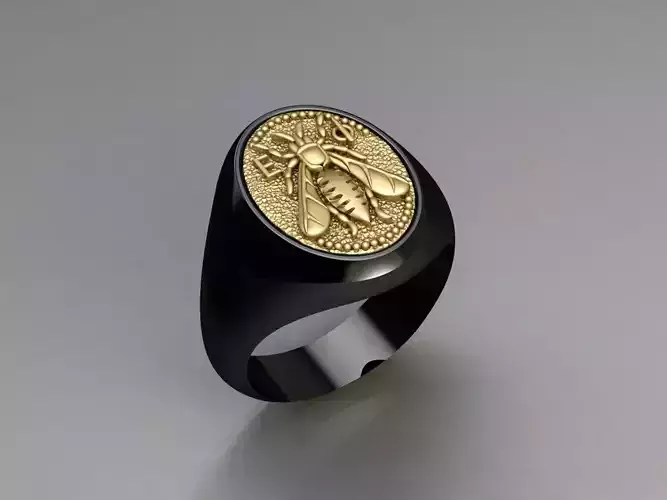 Bee Signet Solid Rings in EU Sizes 3D print model