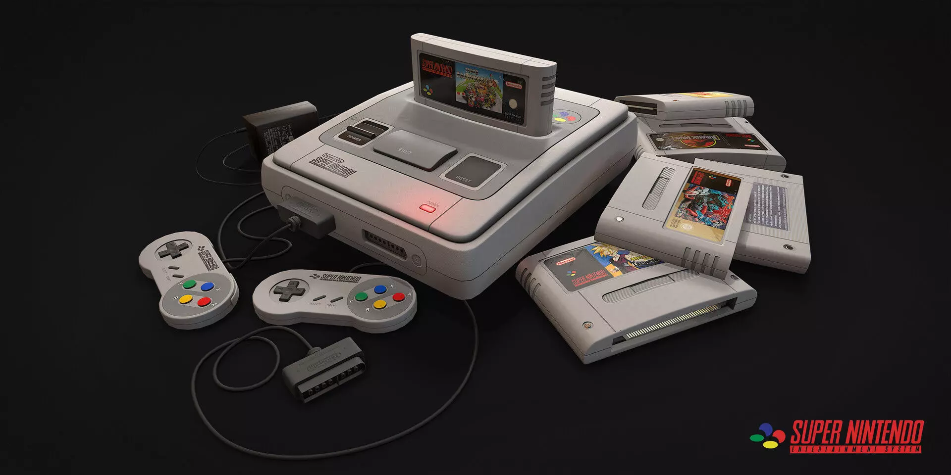 SNES - Super Nintendo Low-poly 3D model_0
