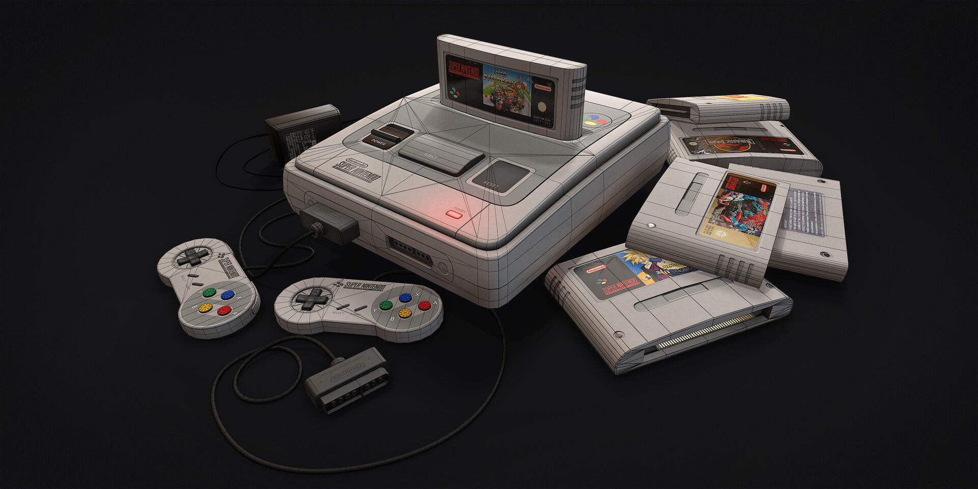 SNES - Super Nintendo Low-poly 3D model_1