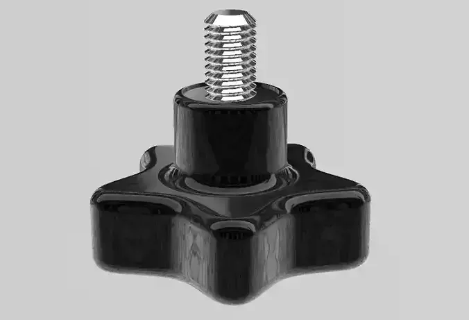 Threaded star knob grip tension hand clamp 12mm thread 3D print model