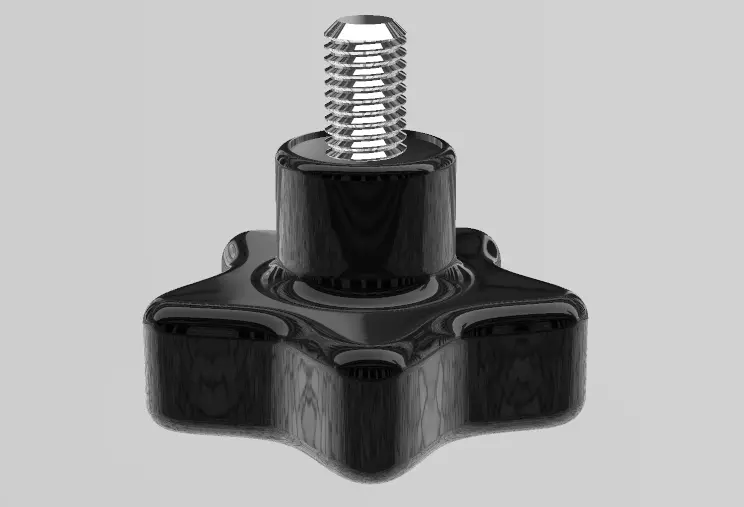 Threaded star knob grip tension hand clamp 12mm thread 3D print model