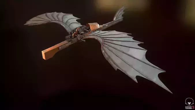 Da Vinch Style Airplane  Stemapunk PBR Lowpoly