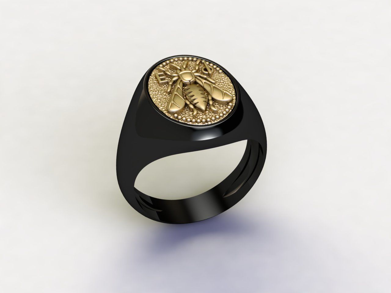Bee Signet Hollow Rings in US Sizes 3D print model_1