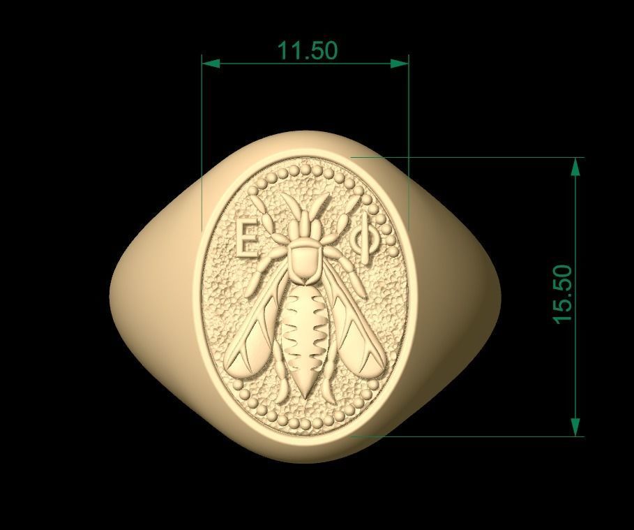 Bee Signet Hollow Rings in US Sizes 3D print model_8