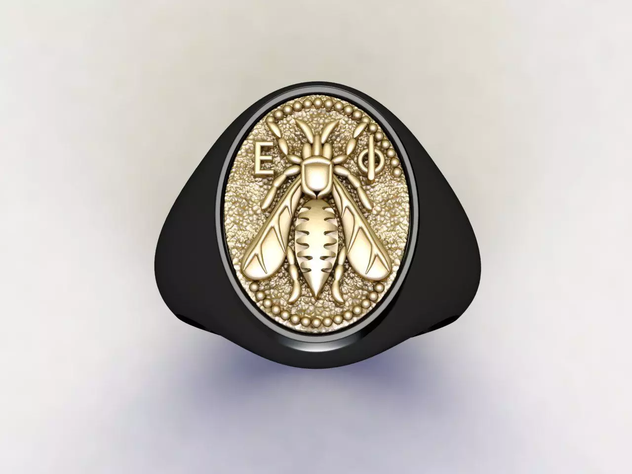 Bee Signet Hollow Rings in US Sizes 3D print model_0
