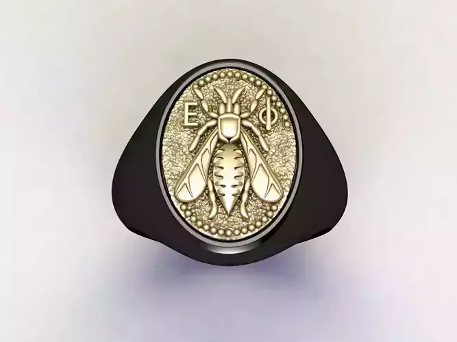 Bee Signet Hollow Rings in US Sizes 3D print model