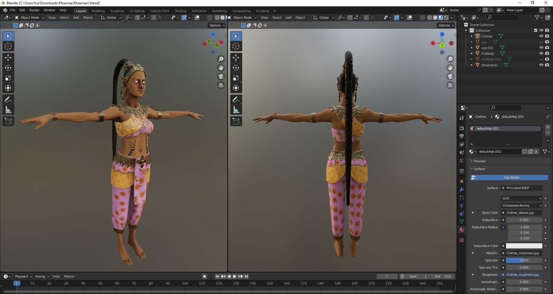 Thai Girl Low-poly 3D model_1