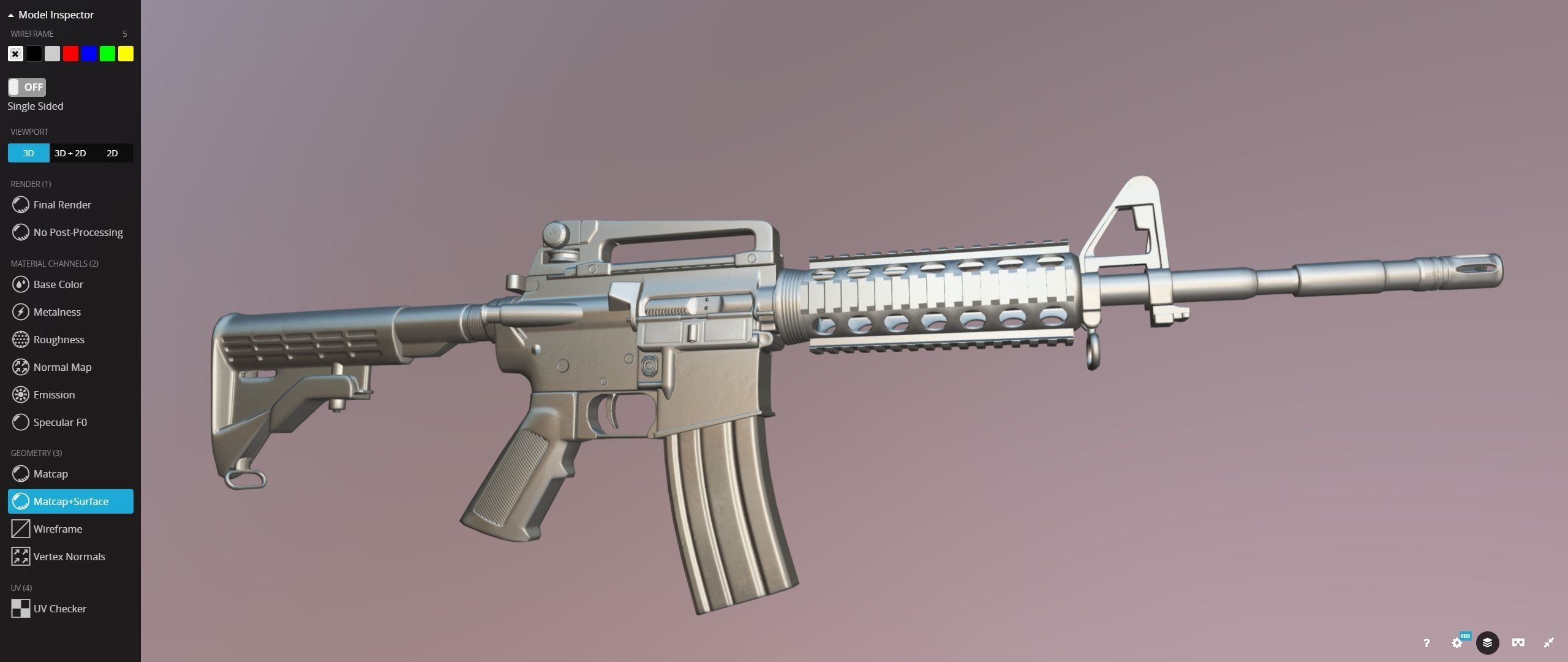 Colt M4 Rifle Low-poly 3D model_24