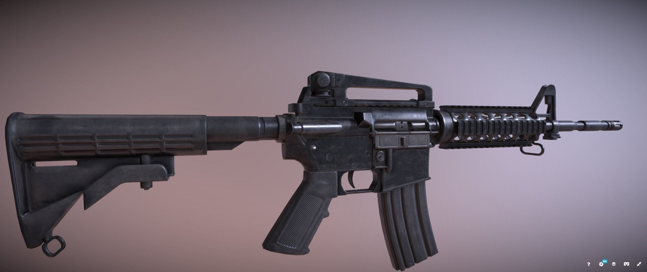 Colt M4 Rifle Low-poly 3D model_3