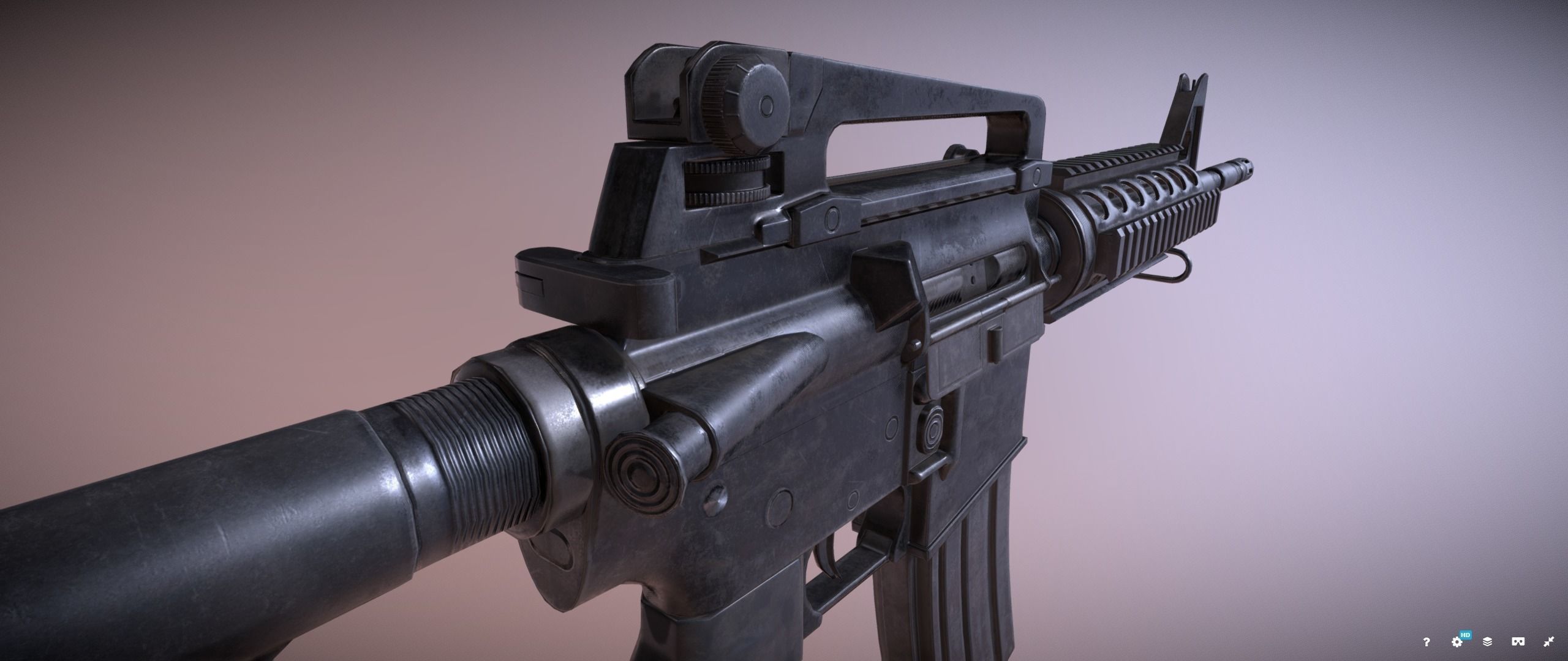 Colt M4 Rifle Low-poly 3D model_10