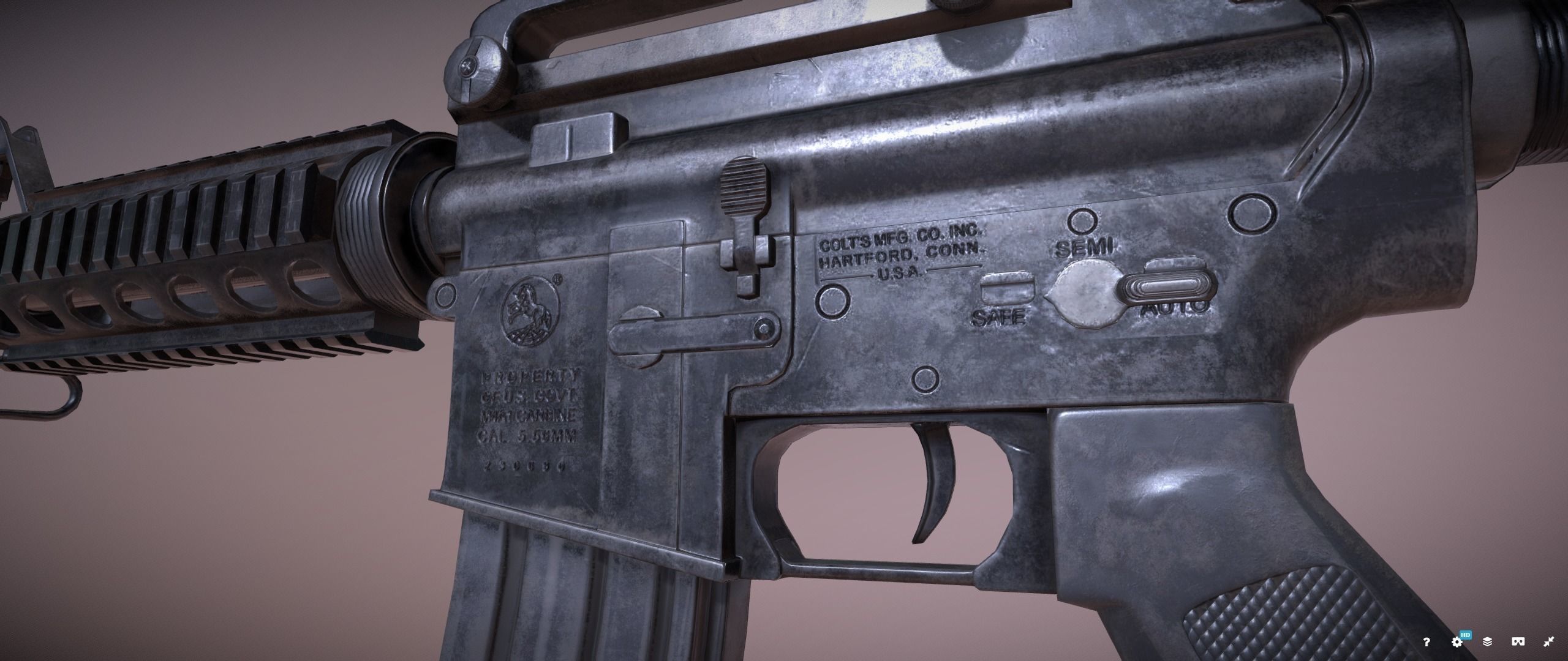 Colt M4 Rifle Low-poly 3D model_2