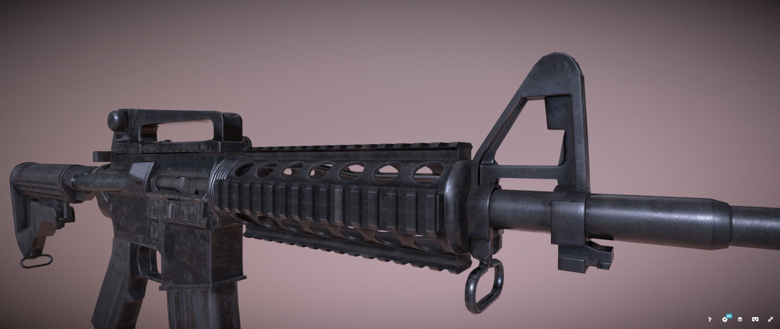 Colt M4 Rifle Low-poly 3D model_6