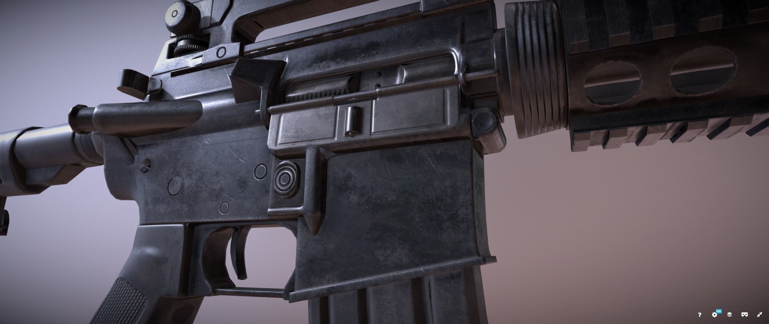 Colt M4 Rifle Low-poly 3D model_1