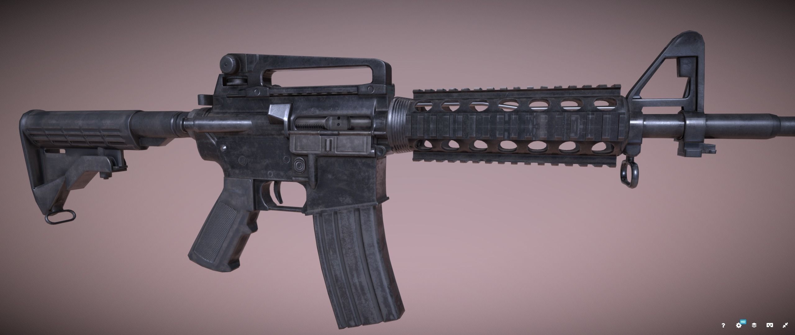 Colt M4 Rifle Low-poly 3D model_17