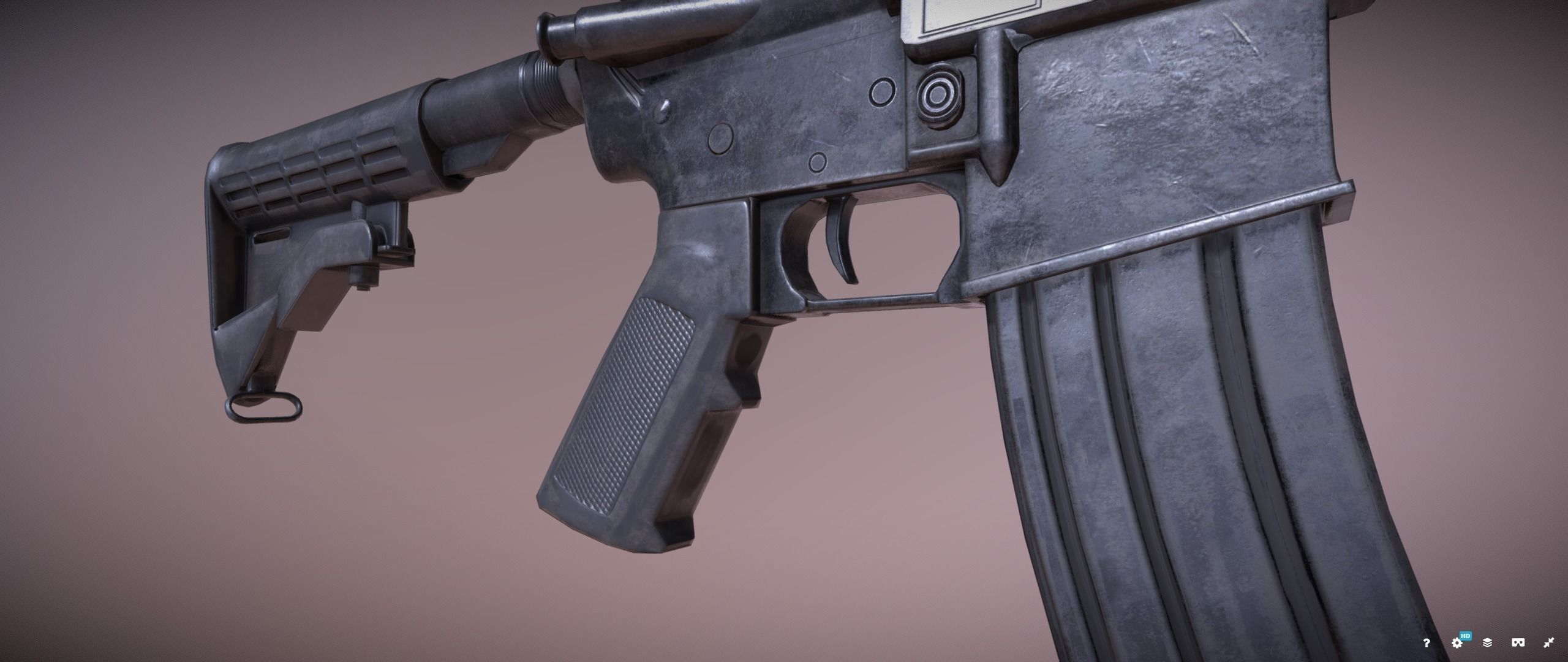 Colt M4 Rifle Low-poly 3D model_16