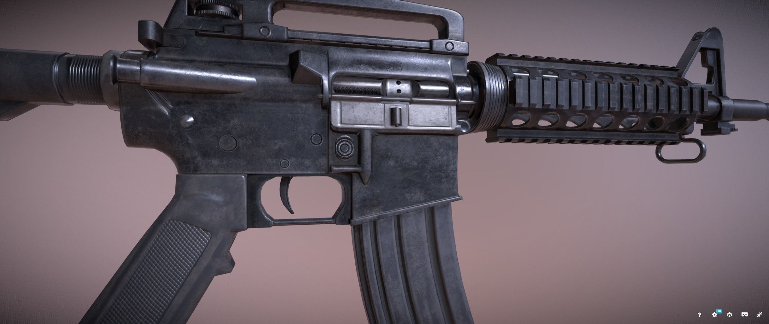 Colt M4 Rifle Low-poly 3D model_5