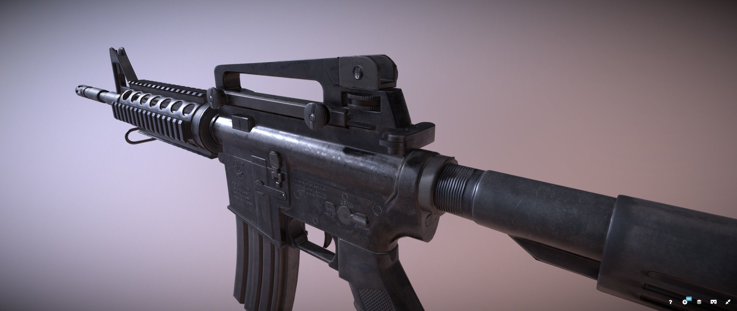 Colt M4 Rifle Low-poly 3D model_4