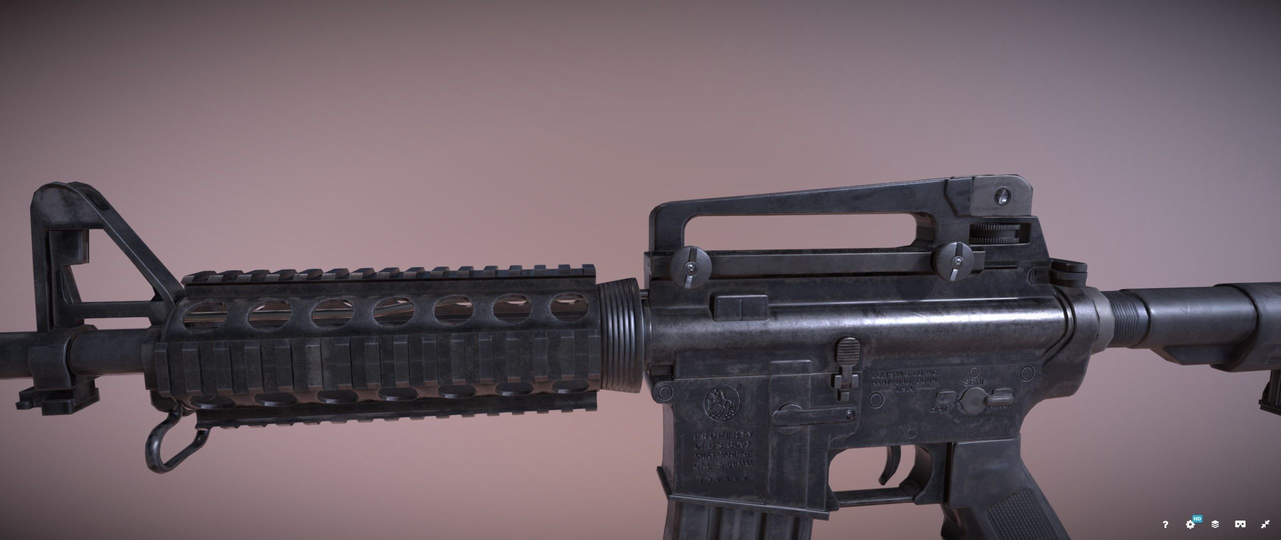 Colt M4 Rifle Low-poly 3D model_14