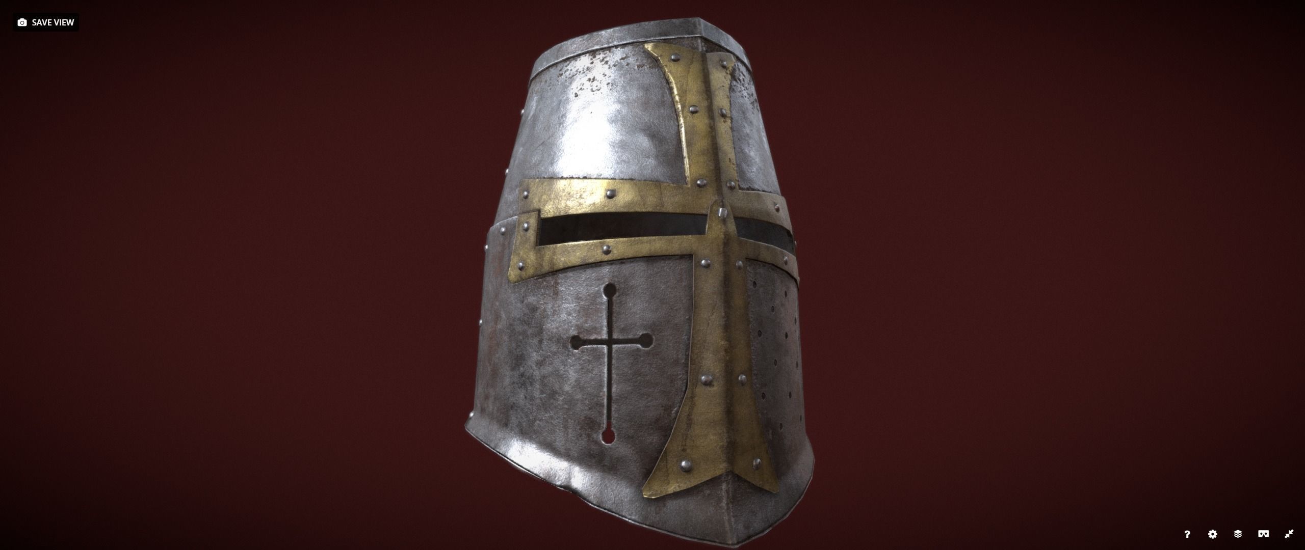 Dark Crusader Helmet Low-poly 3D model_10
