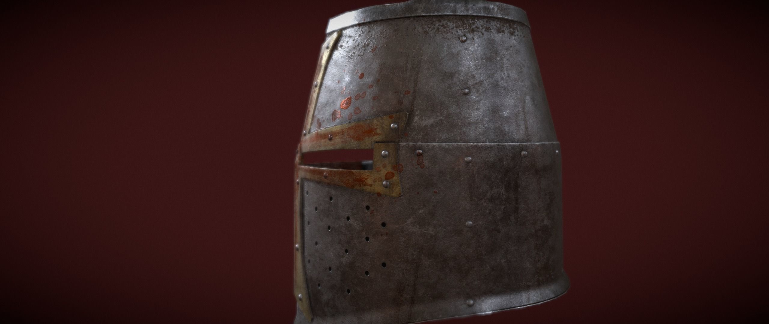 Dark Crusader Helmet Low-poly 3D model_3