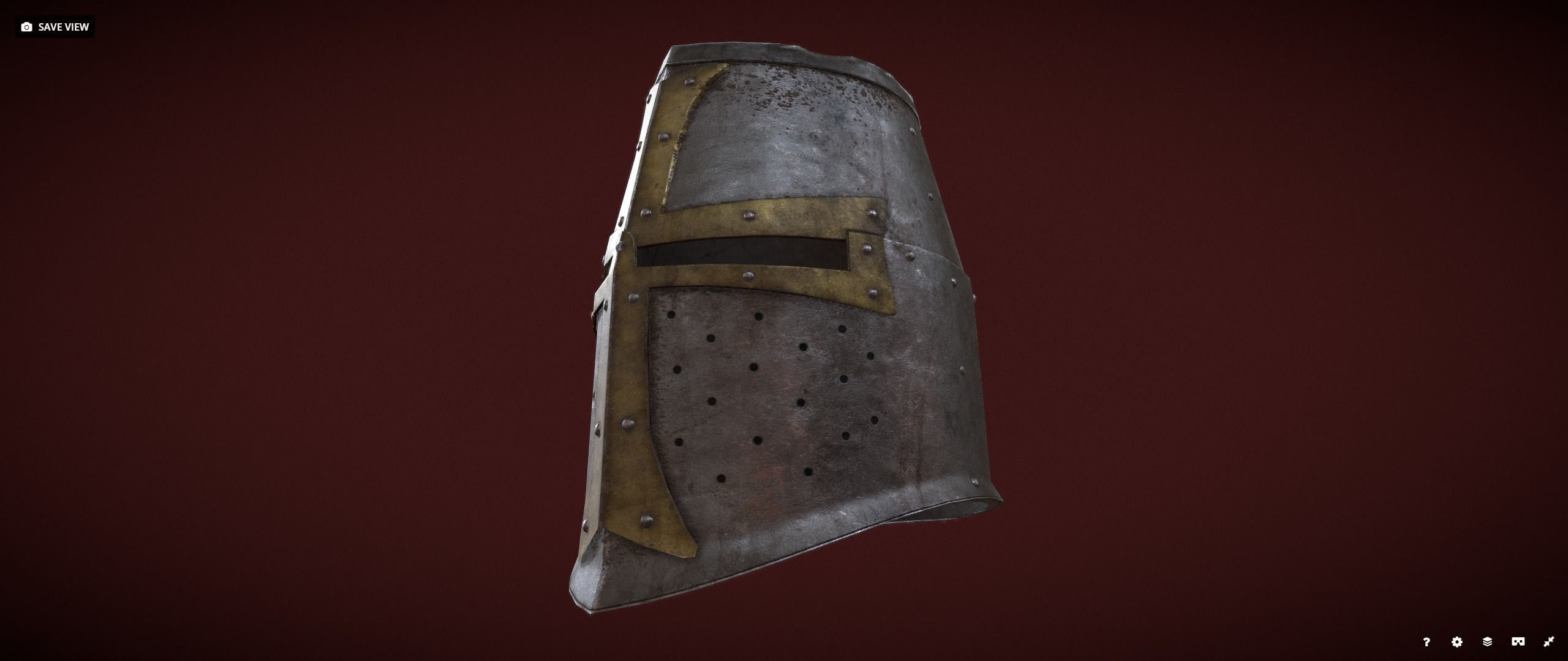 Dark Crusader Helmet Low-poly 3D model_11