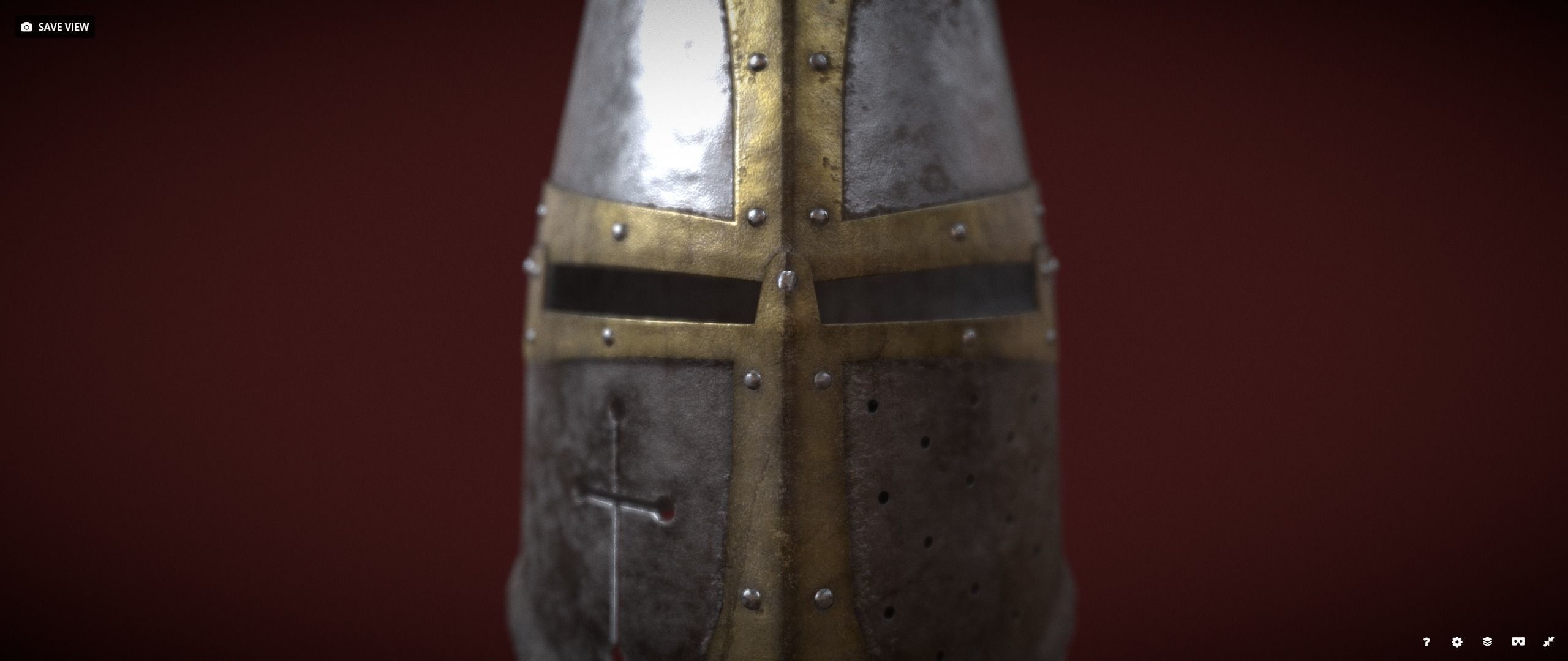 Dark Crusader Helmet Low-poly 3D model_7