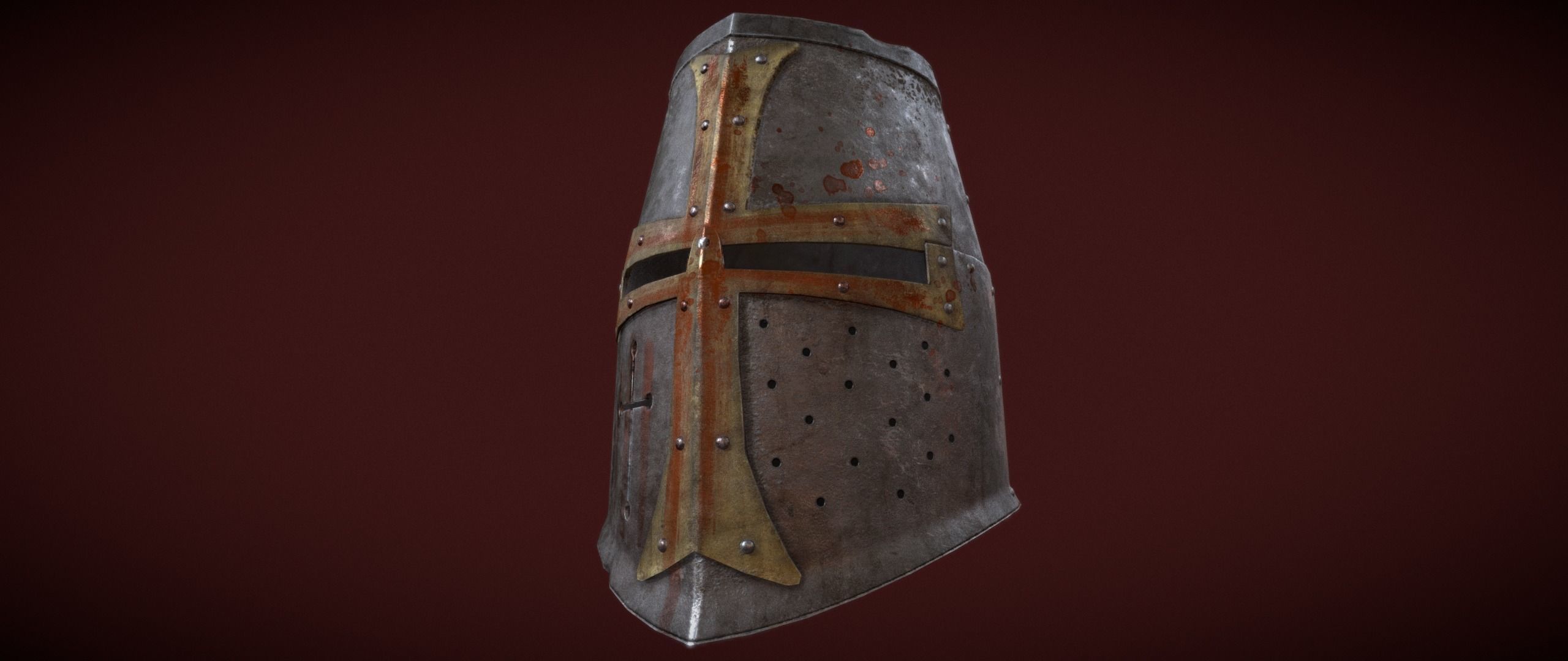 Dark Crusader Helmet Low-poly 3D model_1