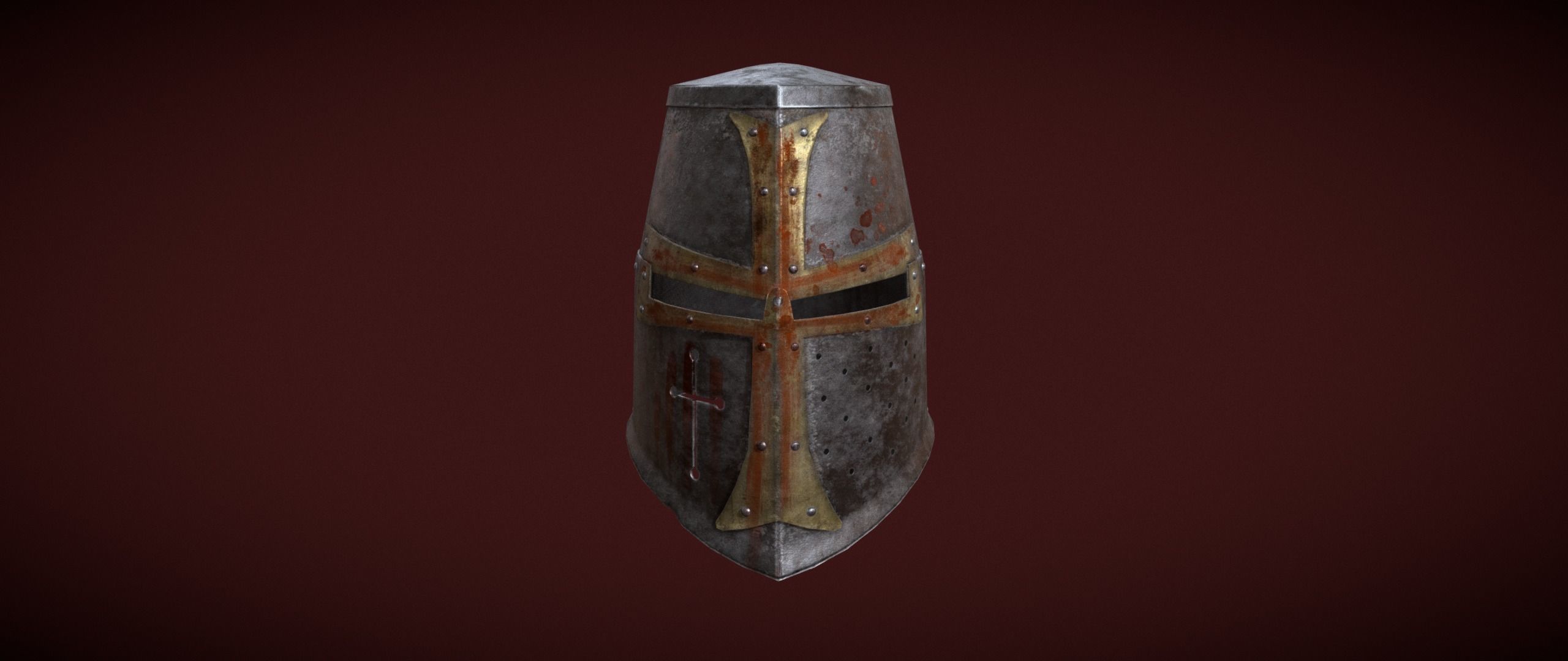 Dark Crusader Helmet Low-poly 3D model_12
