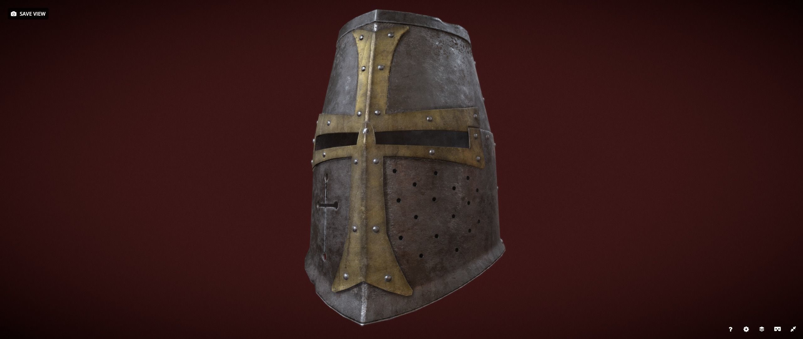 Dark Crusader Helmet Low-poly 3D model_2