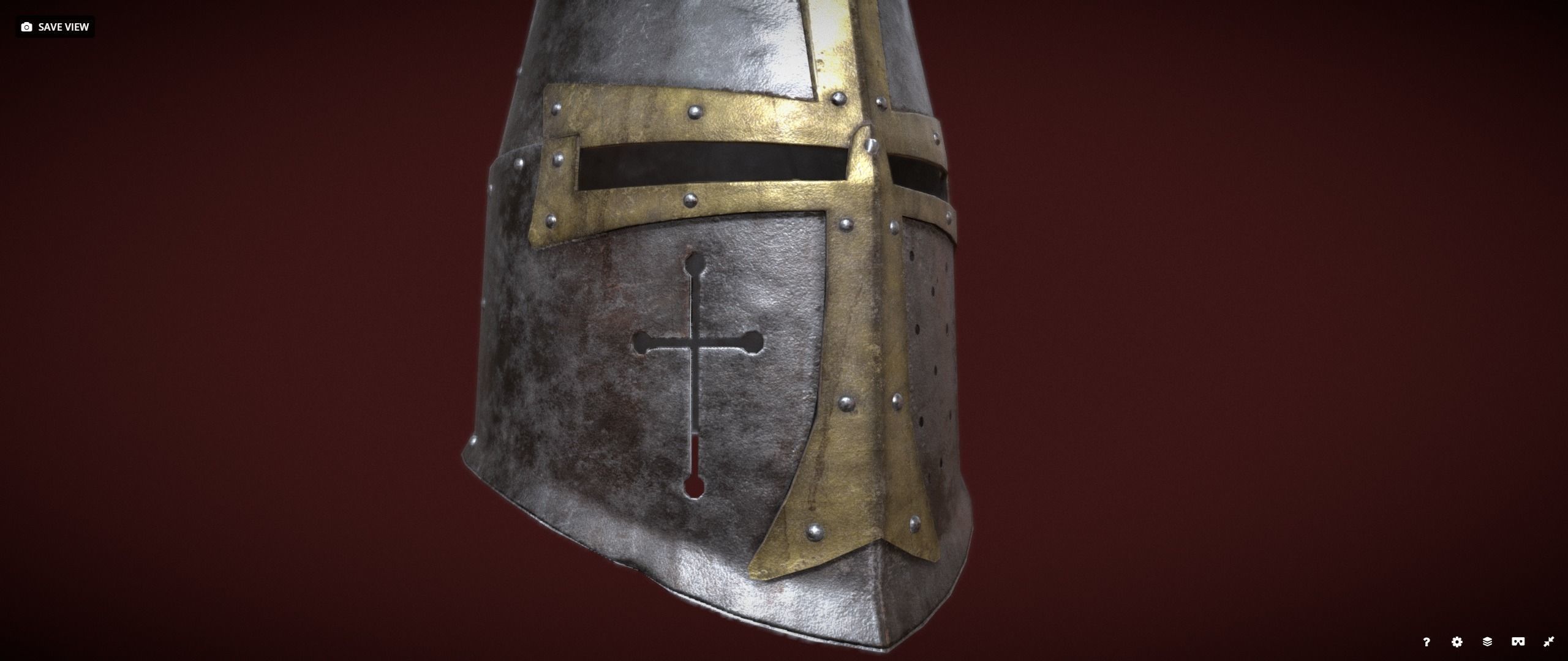 Dark Crusader Helmet Low-poly 3D model_8