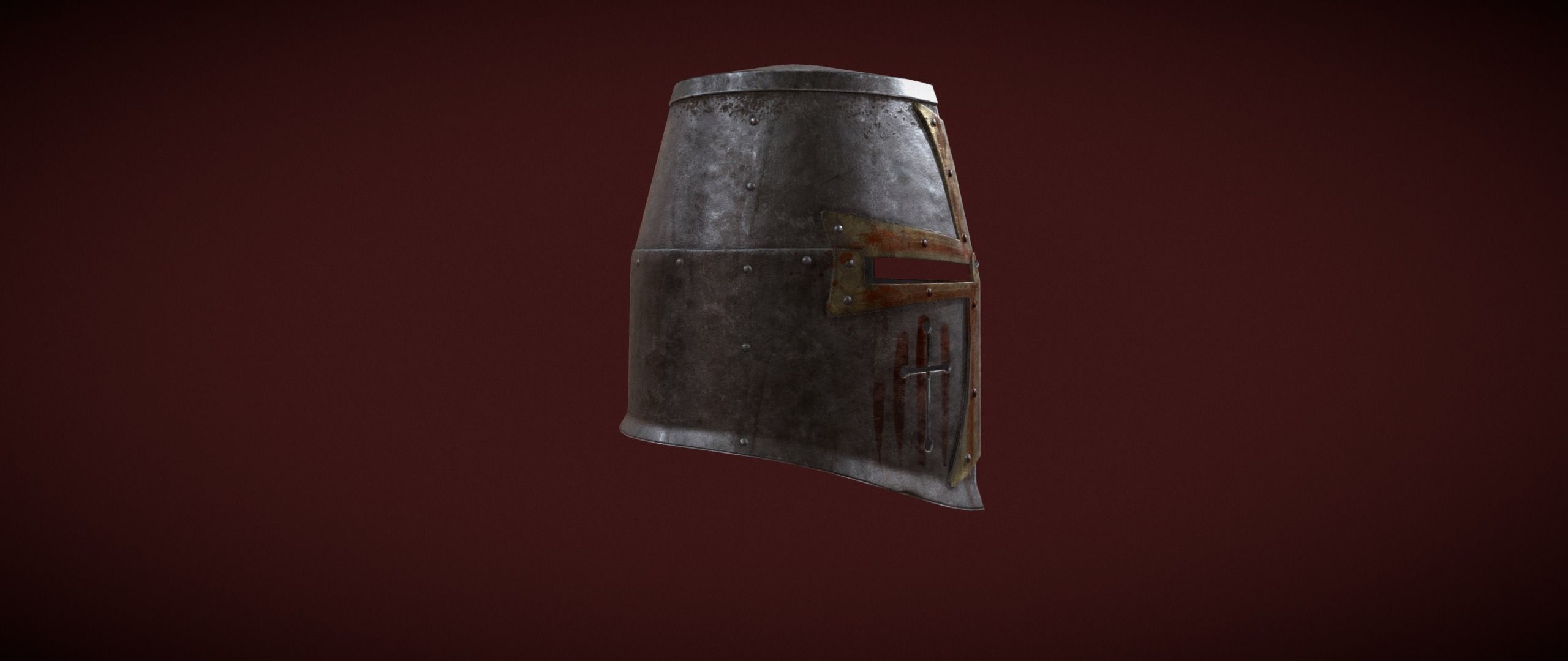 Dark Crusader Helmet Low-poly 3D model_13