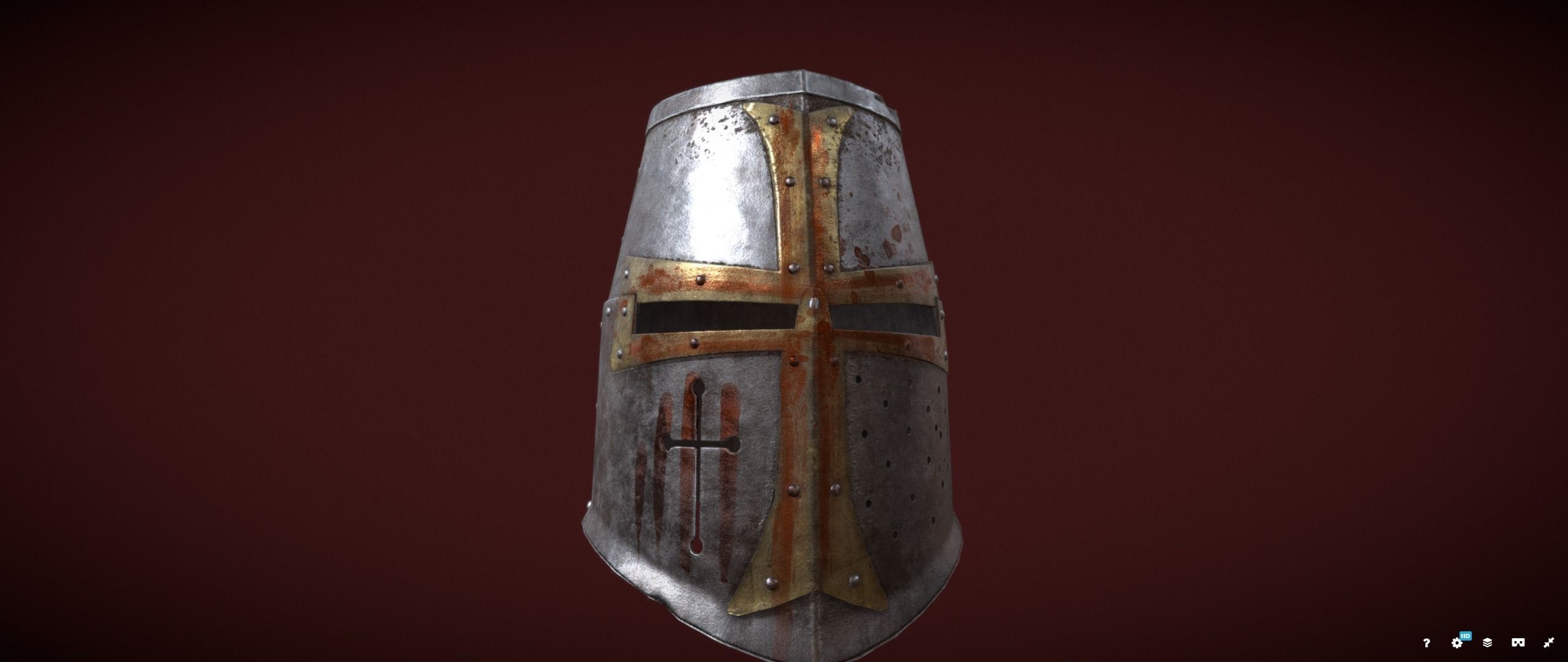 Dark Crusader Helmet Low-poly 3D model_5