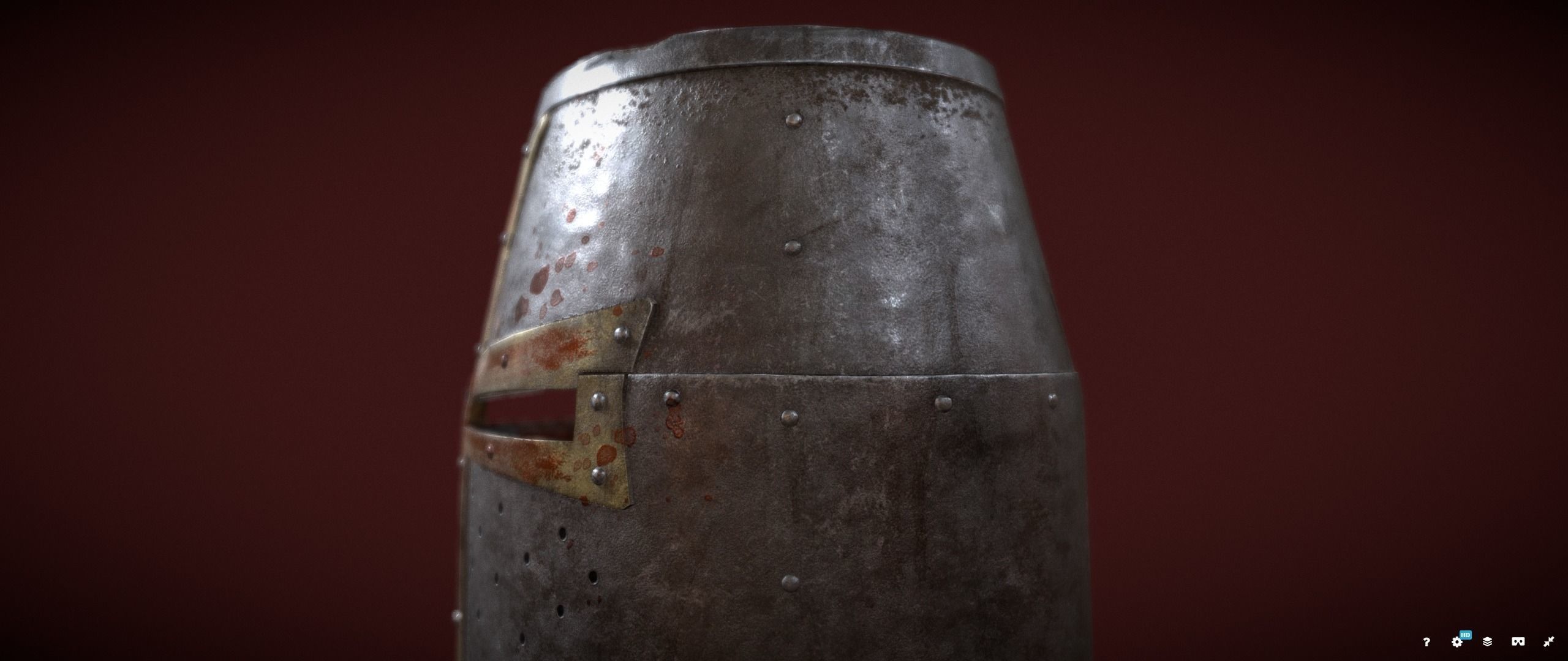 Dark Crusader Helmet Low-poly 3D model_16