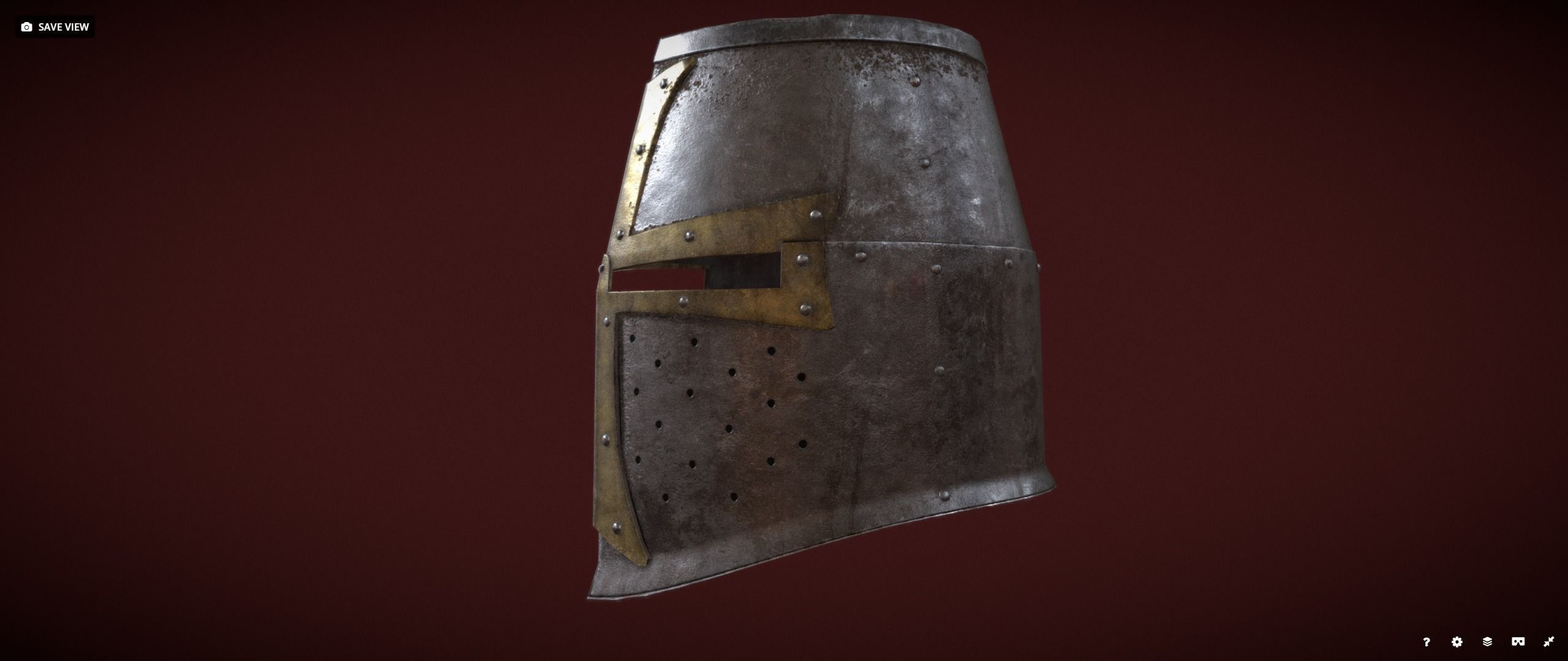 Dark Crusader Helmet Low-poly 3D model_9