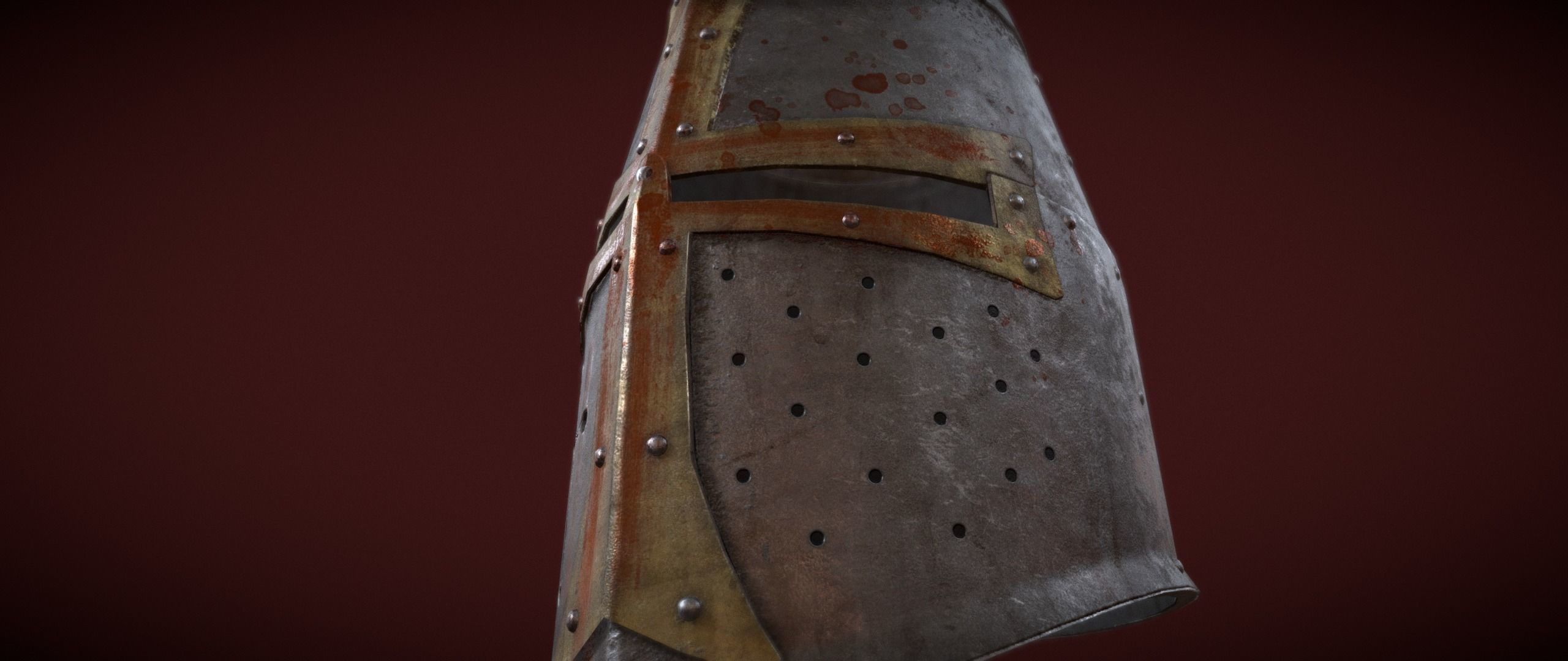 Dark Crusader Helmet Low-poly 3D model_6