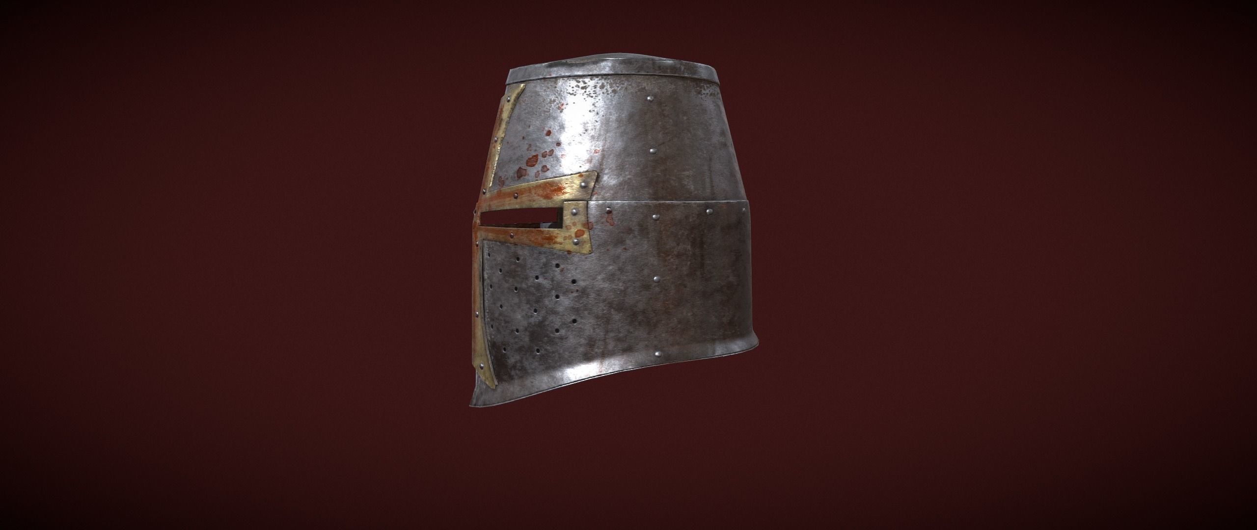 Dark Crusader Helmet Low-poly 3D model_15