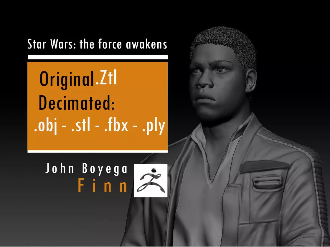John Boyega - Finn - Star Wars the force awakens 3D print model_0