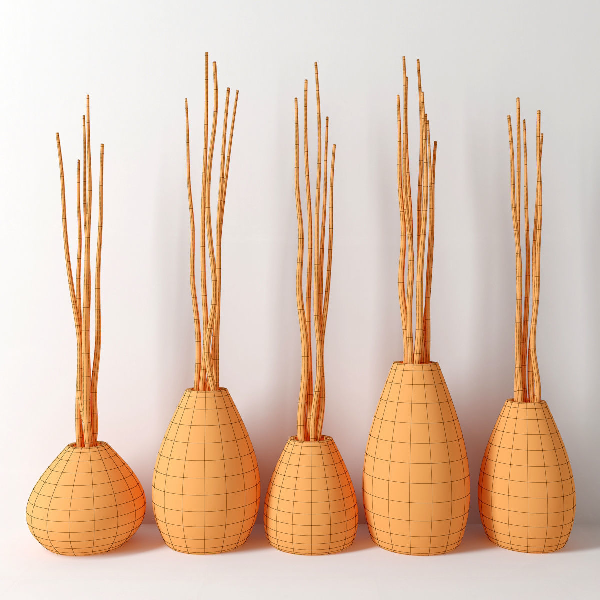 Vase concrete branch decor n5 3D model_4