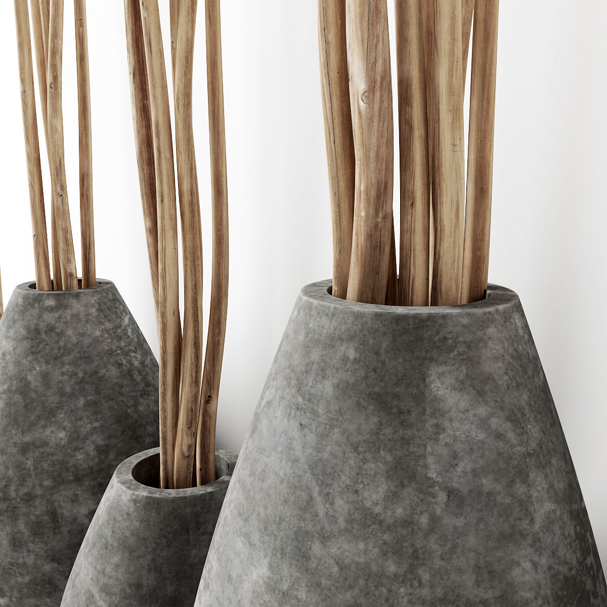 Vase concrete branch decor n5 3D model_3